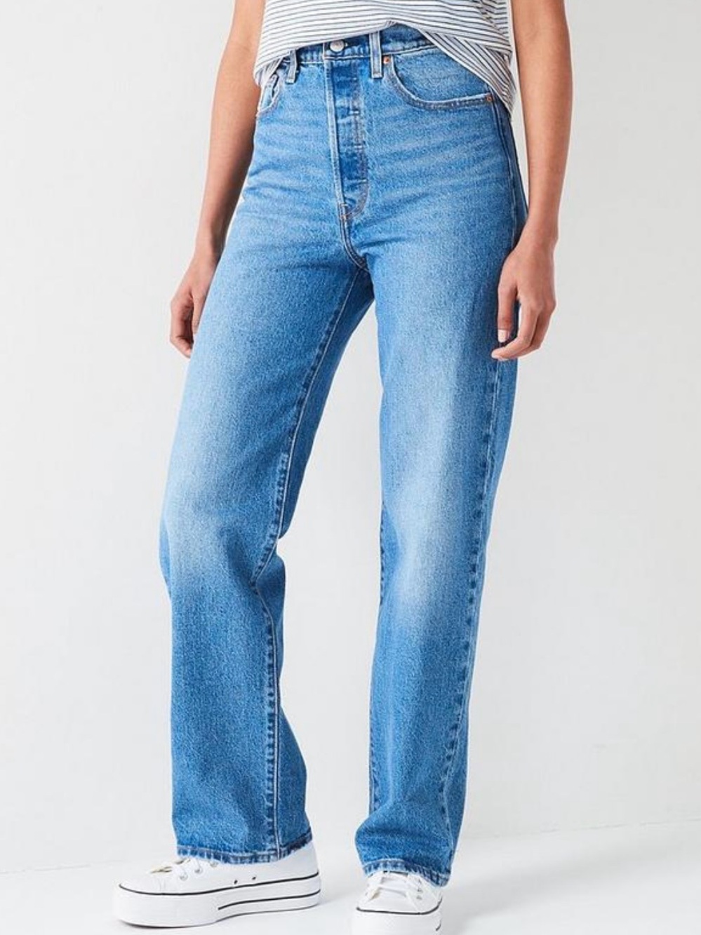 Levi's Premium Vintage Light Wash Ribcage Straight Button Fly High Rise Jeans